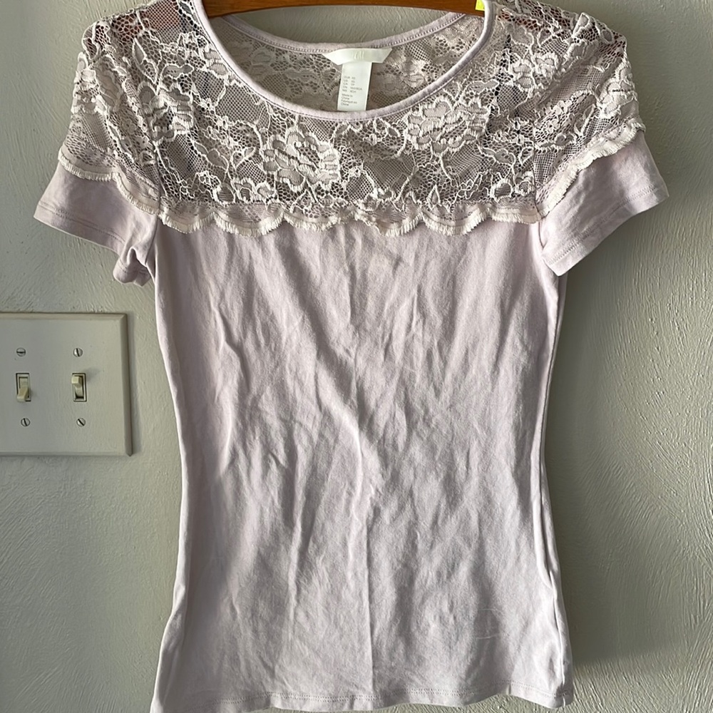 H&M lilac lace t shirt